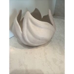 Van Briggle Pottery Lotus Leaf Tulip Bowl Planter White Matte Glaze 6"